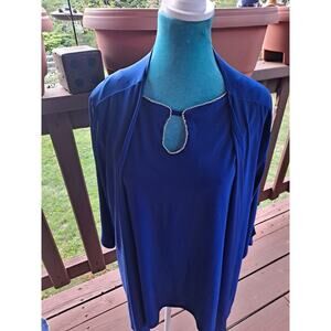 Marina Rhinestone Keyhole Neck Sleeveless Top with Jacket & Pants, size XL